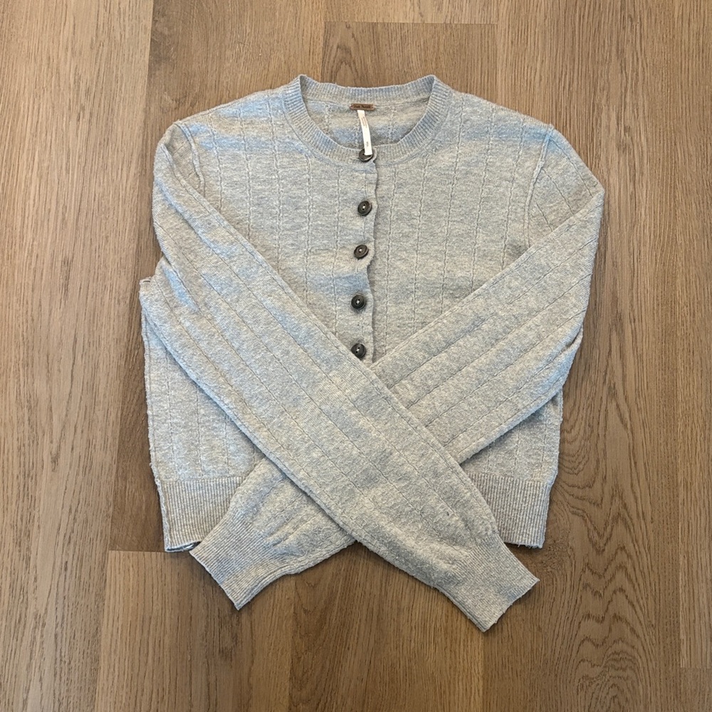 Free People Light Gray Knit Sweater